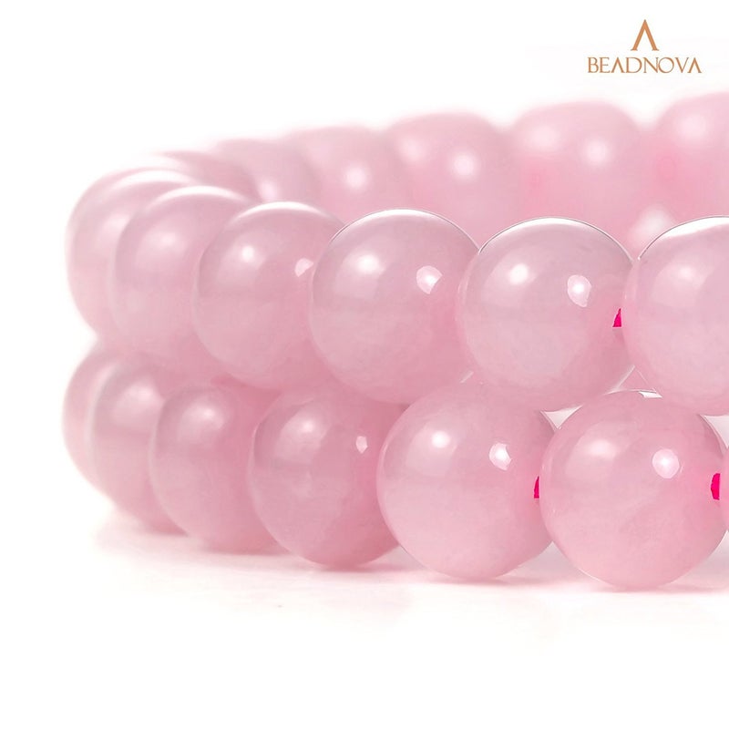 BEADNOVA Natural Rose Quartz Beads Natural Crystal Beads Stone Gemstone Round Loose Energy Healing with Crystal Stretch Cord for Jewelry Making (8mm, 45-48pcs) - Image 3